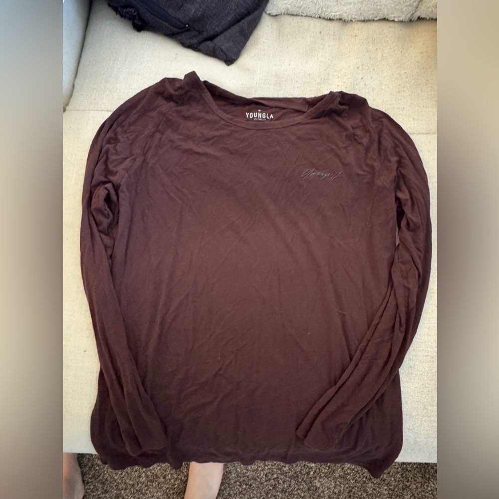 YoungLA Men's Dark Brown Delt Long Sleeve Tee